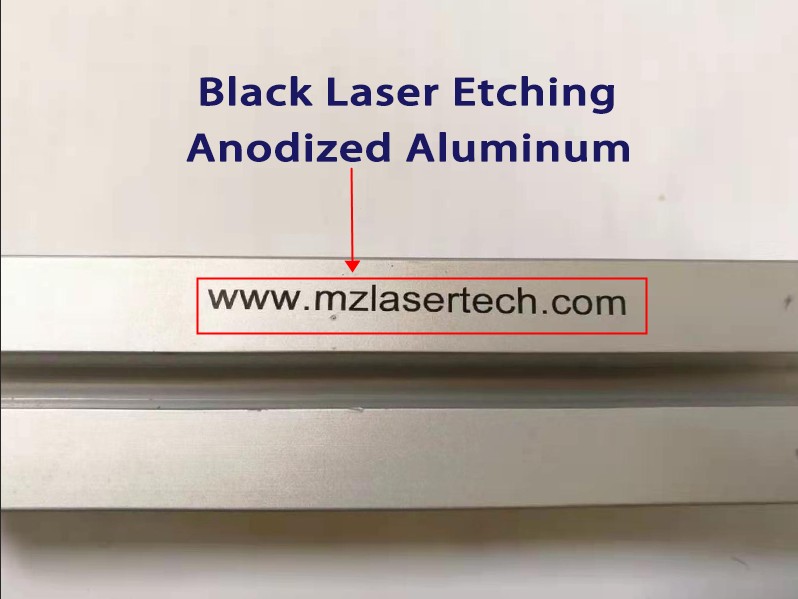 Black Laser Marking On Anodized Aluminum With JPT Mopa Fiber Laser Engraving Machine 30 Watts>